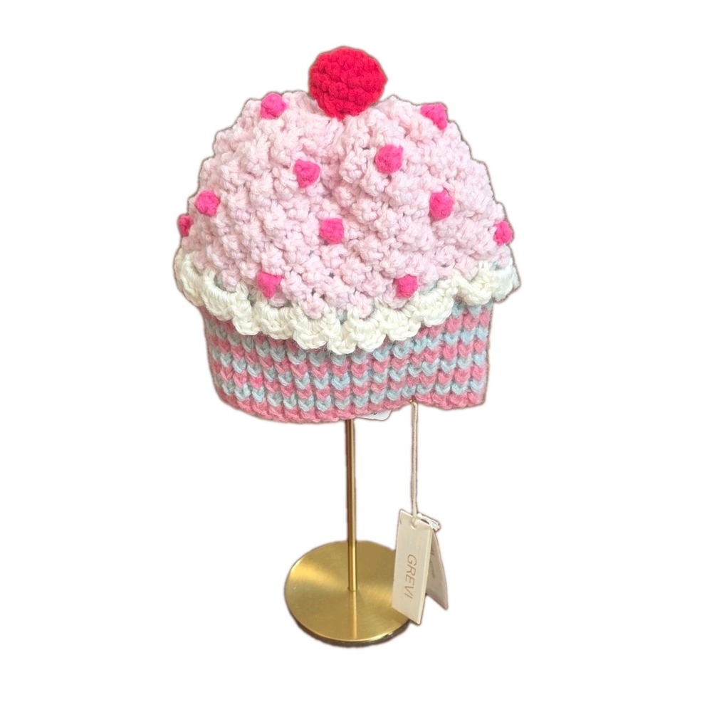 GREVI Italy Luxury Baby Cupcake Beanie Hat NWT Neiman Marcus Wool Camels Hair XS
